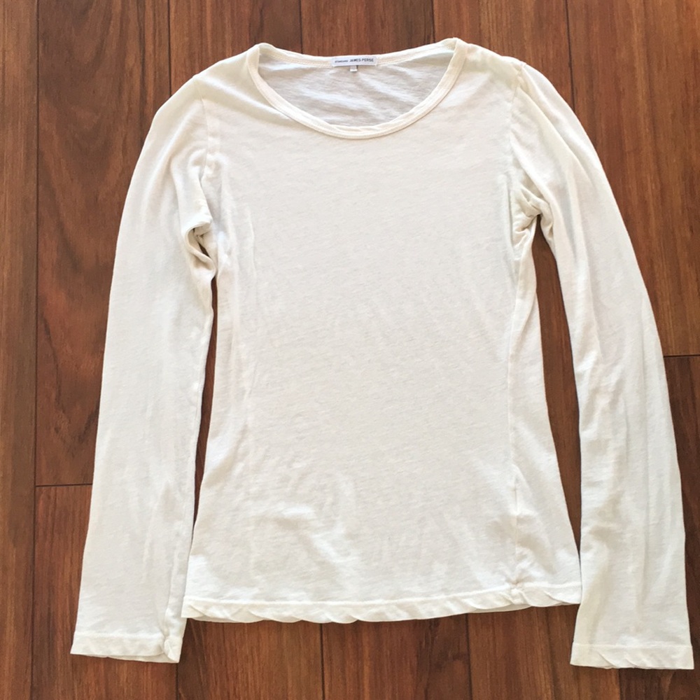 White cotton long-sleeve James Perse top (Size 1)